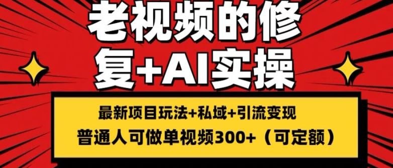修复老视频的玩法，搬砖+引流的变现(可持久)，单条收益300+【揭秘】，大佬商机网