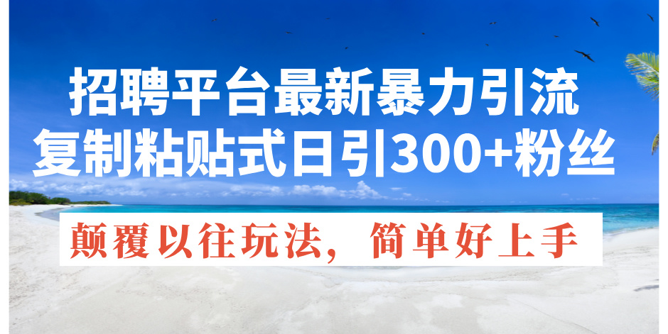（11538期）招聘平台最新暴力引流，复制粘贴式日引300+粉丝，颠覆以往垃圾玩法，简…，大佬商机网