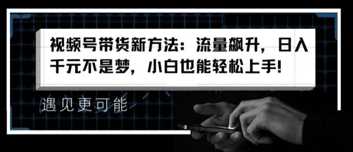 视频号带货新方法：流量飙升，日入千元不是梦，小白也能轻松上手【揭秘】，大佬商机网