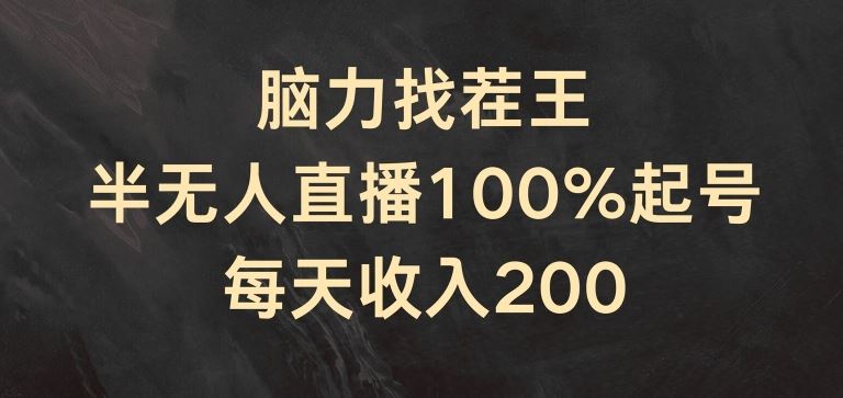 脑力找茬王，半无人直播100%起号，每天收入200+【揭秘】，大佬商机网
