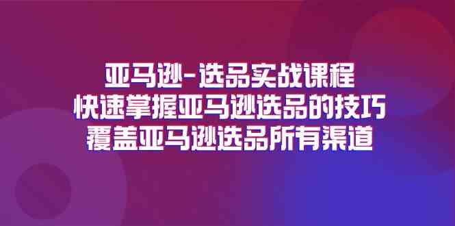 亚马逊选品实战课程，快速掌握亚马逊选品的技巧，覆盖亚马逊选品所有渠道，大佬商机网