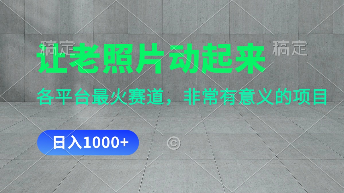 （11671期）让老照片动起来，一天变现1000+，各平台最火赛道，看完就会，大佬商机网