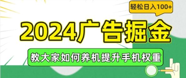 2024广告掘金，教大家如何养机提升手机权重，轻松日入100+【揭秘】，大佬商机网