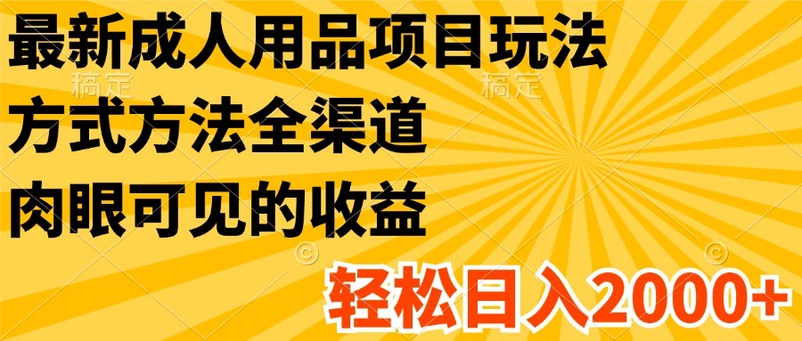 最新成人用品项目玩法，方式方法全渠道，肉眼可见的收益，轻松日入2000+，大佬商机网