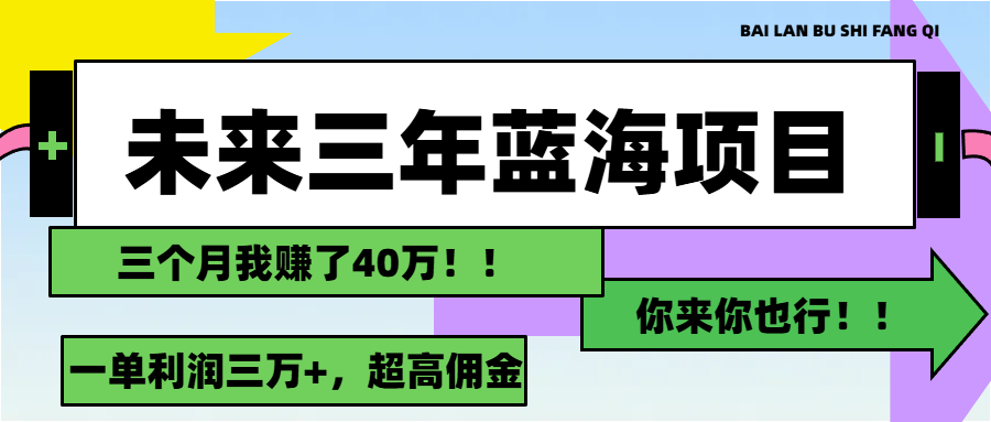 （11716期）未来三年，蓝海赛道，月入3万+，大佬商机网