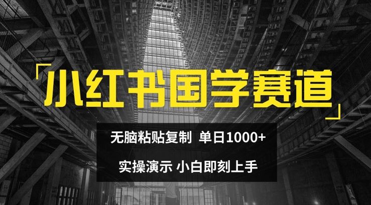 小红书国学赛道，无脑粘贴复制，单日1K，实操演示，小白即刻上手【揭秘】，大佬商机网