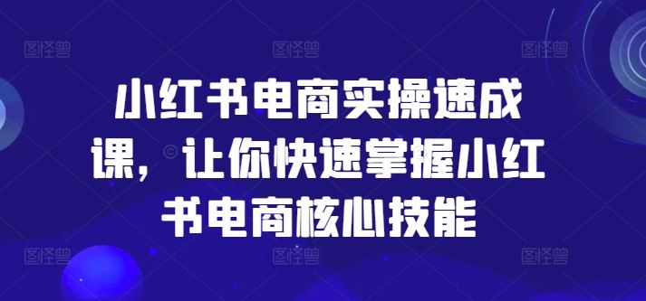 小红书电商实操速成课，让你快速掌握小红书电商核心技能，大佬商机网