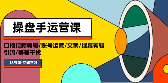 （11803期）操盘手运营课程：口播视频剪辑/账号运营/文案/绿幕剪辑/引流/干货/16节，大佬商机网