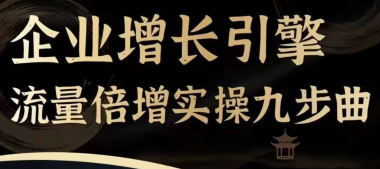 企业增长引擎流量倍增实操九步曲，一套课程帮你找到快速、简单、有效、可复制的获客+变现方式，，大佬商机网