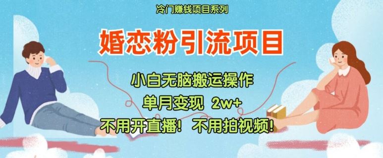 小红书婚恋粉引流，不用开直播，不用拍视频，不用做交付【揭秘】，大佬商机网