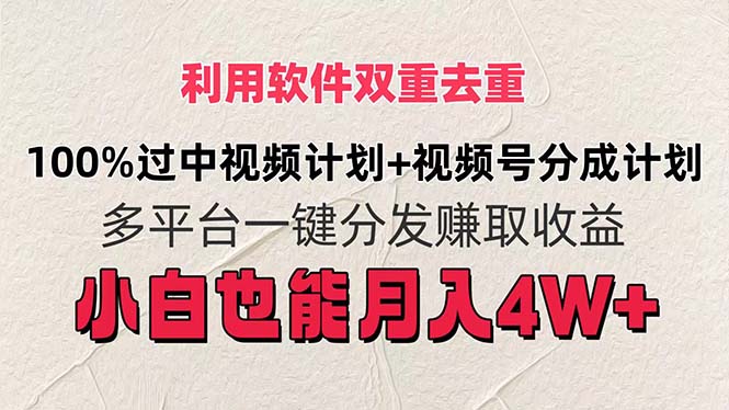 （11862期）利用软件双重去重，100%过中视频+视频号分成计划小白也可以月入4W+，大佬商机网
