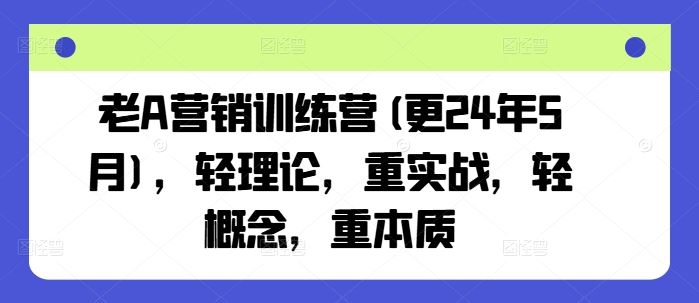 老A营销训练营(更24年7月)，轻理论，重实战，轻概念，重本质，大佬商机网