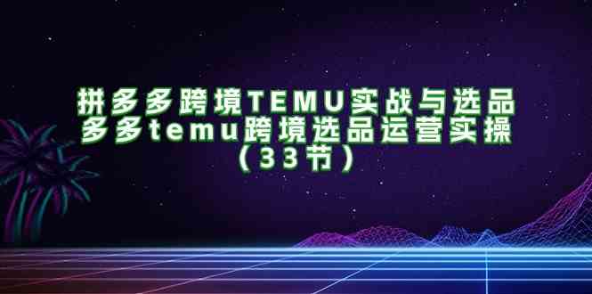 拼多多跨境TEMU实战与选品，多多temu跨境选品运营实操（33节），大佬商机网