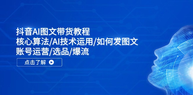 抖音AI图文带货教程：核心算法/AI技术运用/如何发图文/账号运营/选品/爆流，大佬商机网