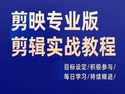 剪映专业版剪辑实战教程，目标设定/积极参与/每日学习/持续精进，大佬商机网