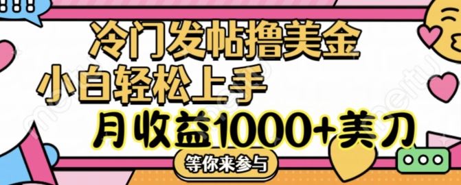 冷门发帖撸美金项目，月收益1000+美金，简单无脑，干就完了【揭秘】，大佬商机网