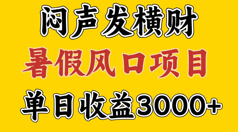 30天赚了7.5W 暑假风口项目，比较好学，2天左右上手，大佬商机网