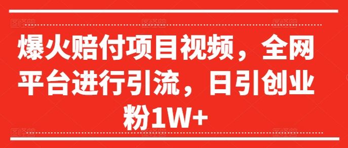 爆火赔付项目视频，全网平台进行引流，日引创业粉1W+【揭秘】，大佬商机网