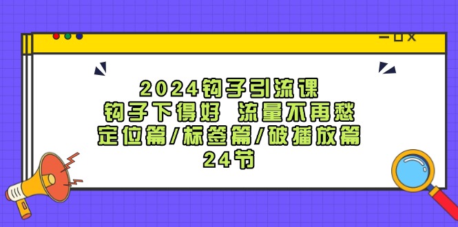（12097期）2024钩子·引流课：钩子下得好 流量不再愁，定位篇/标签篇/破播放篇/24节，大佬商机网