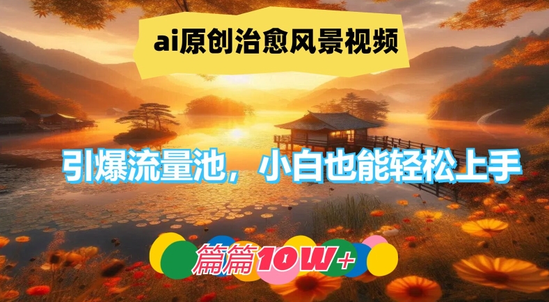 ai原创治愈风景视频，引爆流量池，小白也能轻松上手，篇篇10w+，大佬商机网