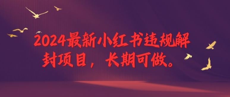 2024最新小红书违规解封项目，长期可做，一个可以做到退休的项目【揭秘】，大佬商机网