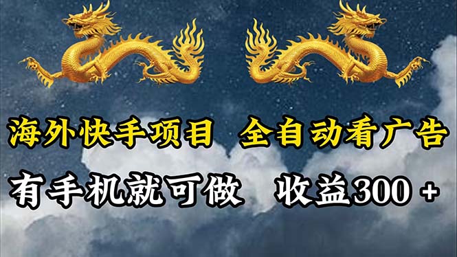 （12175期）海外快手项目，利用工具全自动看广告，每天轻松 300+，大佬商机网