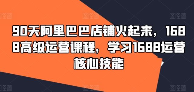 90天阿里巴巴店铺火起来，1688高级运营课程，学习1688运营核心技能，大佬商机网