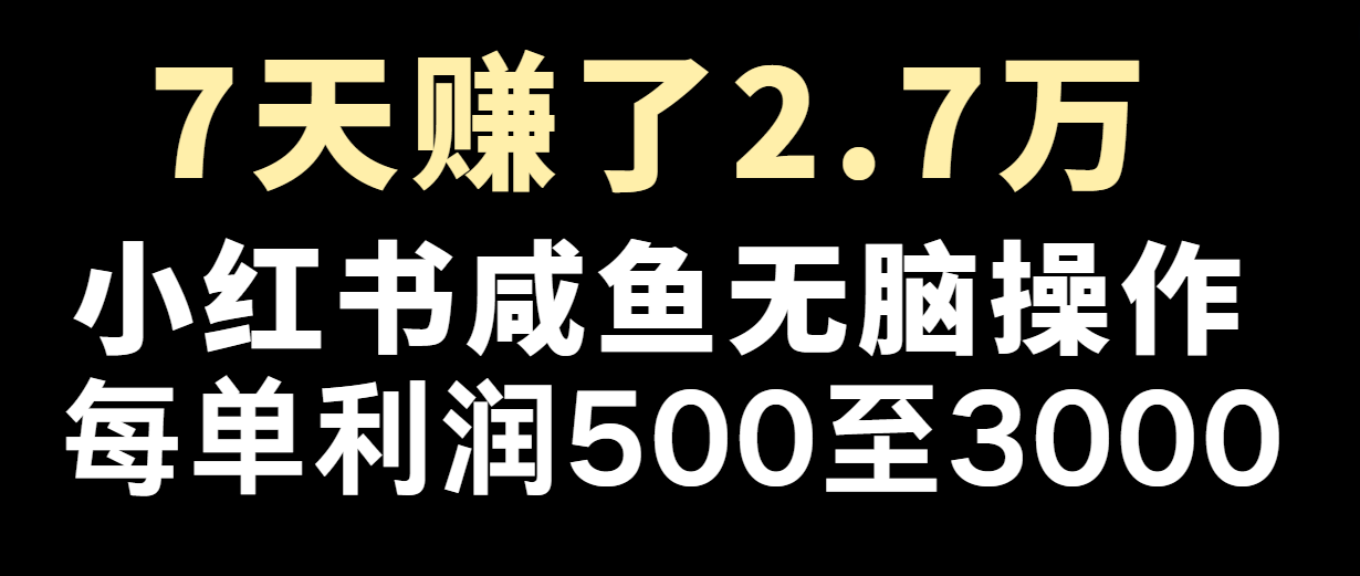 七天赚了2.7万！每单利润最少500+，轻松月入5万+小白有手就行，大佬商机网