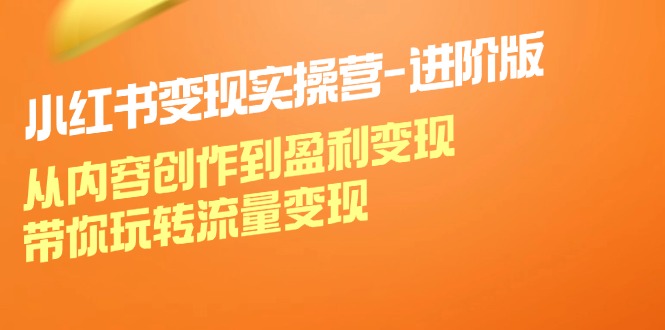 （12234期）小红书变现实操营-进阶版：从内容创作到盈利变现，带你玩转流量变现，大佬商机网