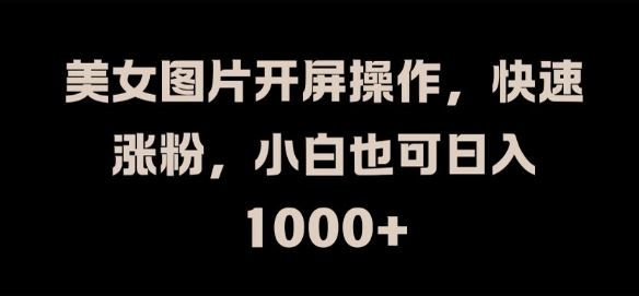 美女图片开屏操作，快速涨粉，小白也可日入1k【揭秘】，大佬商机网