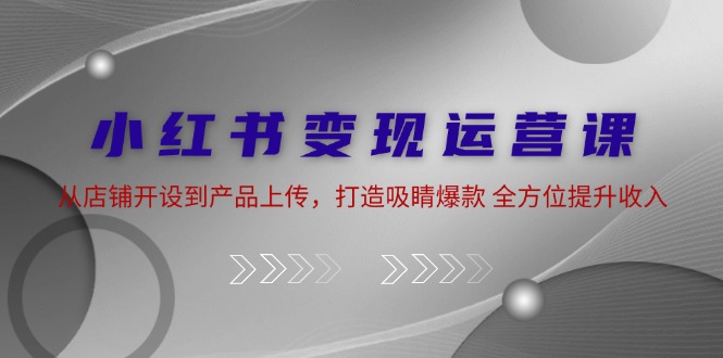 （12520期）小红书变现运营课：从店铺开设到产品上传，打造吸睛爆款 全方位提升收入，大佬商机网