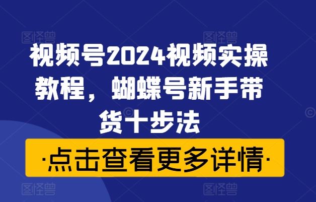 视频号2024视频实操教程，蝴蝶号新手带货十步法，大佬商机网