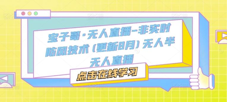 宝子哥·无人直播-非实时防风技术(更新9月)无人半无人直播，大佬商机网