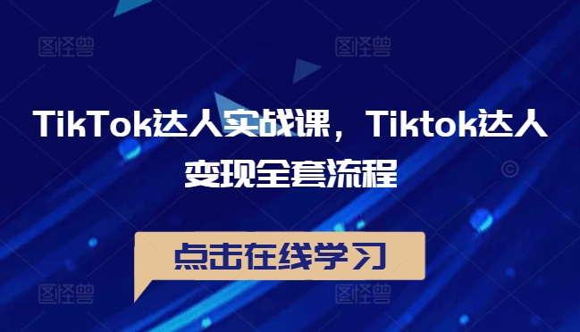 TikTok达人实战课，Tiktok达人变现全套流程，大佬商机网