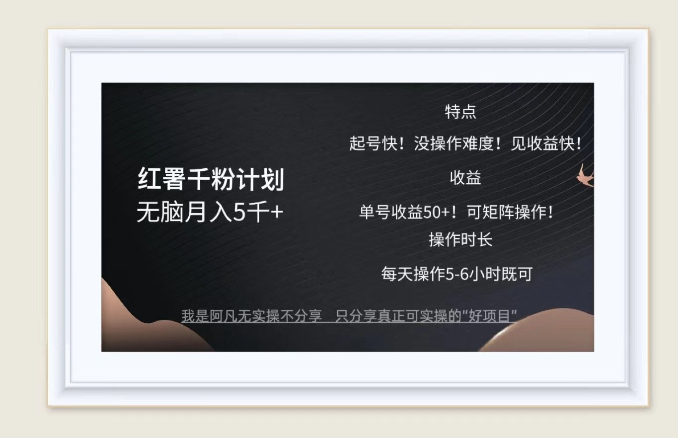 红薯千粉计划无脑月入5千+！既做既赚！，大佬商机网