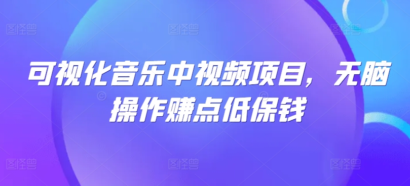 可视化音乐中视频项目，无脑操作赚点低保钱，大佬商机网
