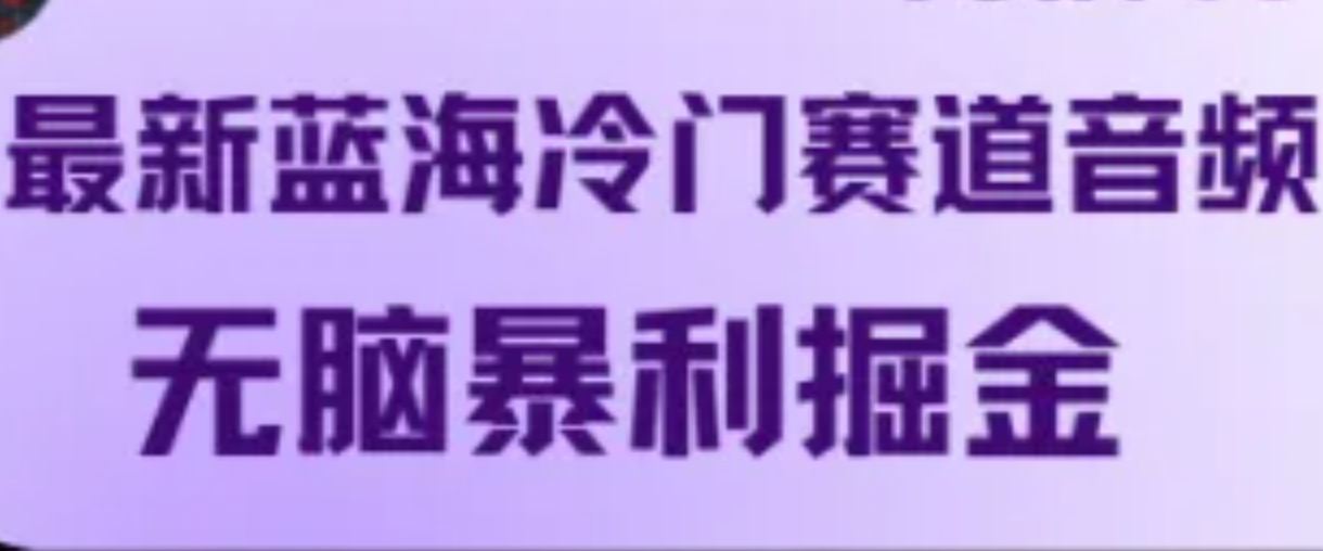 最新蓝海冷门赛道音频，无脑暴利掘金，大佬商机网