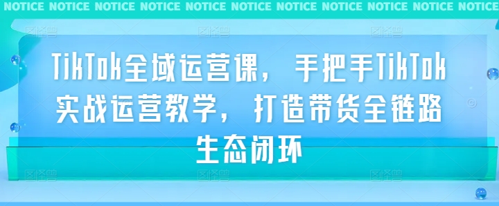 TikTok全域运营课，手把手TikTok实战运营教学，打造带货全链路生态闭环，大佬商机网