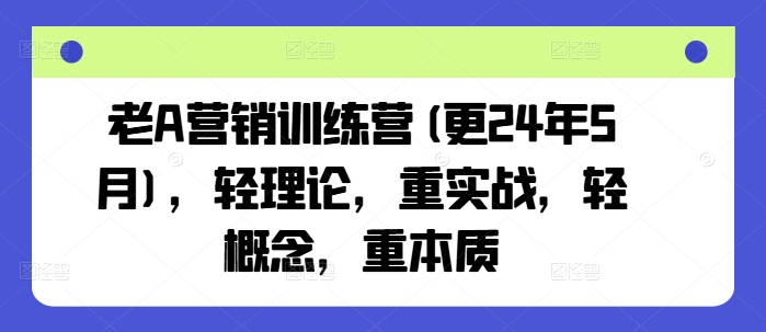 老A营销训练营(更24年9月)，轻理论，重实战，轻概念，重本质，大佬商机网