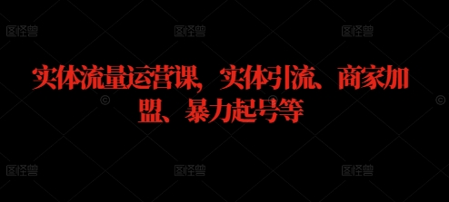 实体流量运营课，实体引流、商家加盟、暴力起号等，大佬商机网