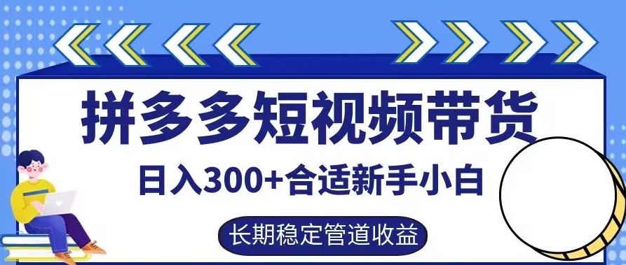 拼多多短视频带货日入300+有长期稳定被动收益，合适新手小白【揭秘】，大佬商机网